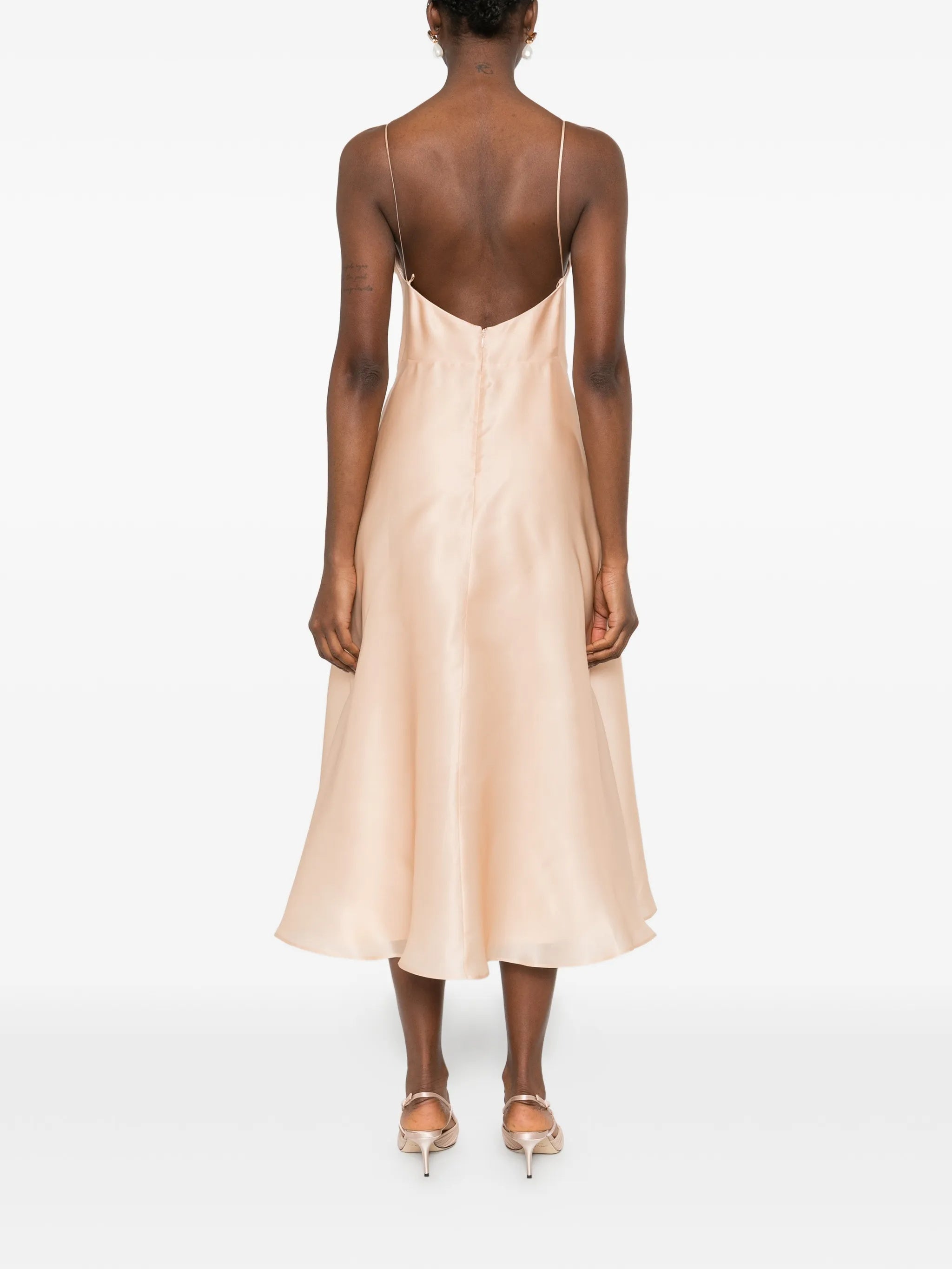 Light Peach Abito Midi Silk Dress