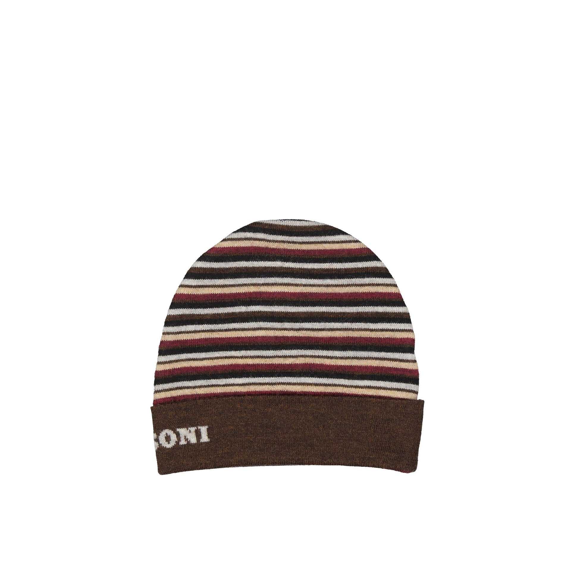 Ribbed Trim Wool Hat With Striped Pattern