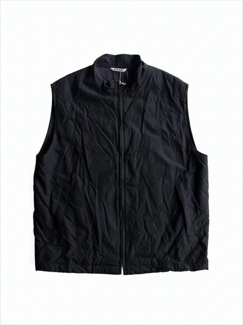 Quilted Wool Vest with High Collar
