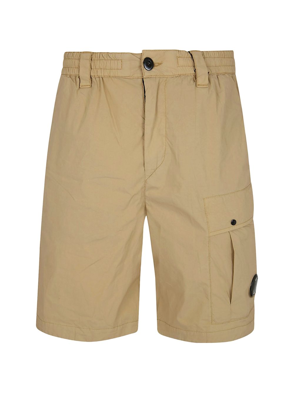Loose-Fit Beige Bermudas With Adjustable Drawstring