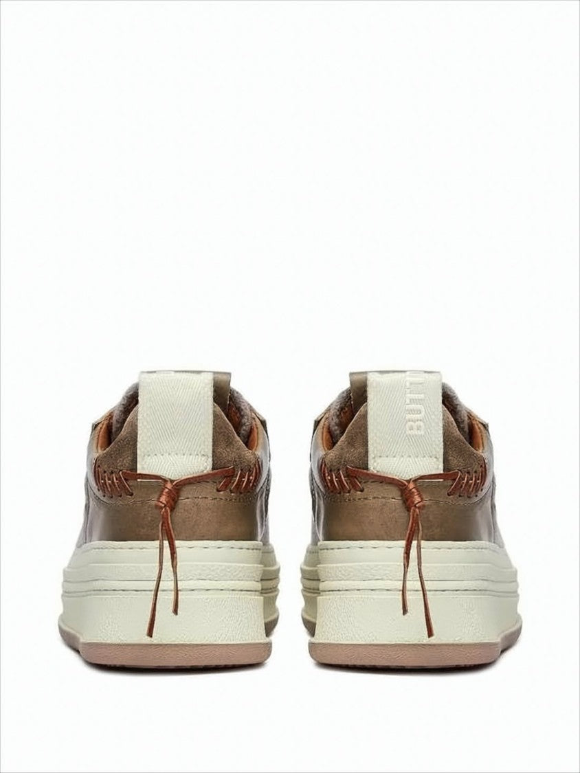 Low-Top Sneakers with Suede and Fabric Panels