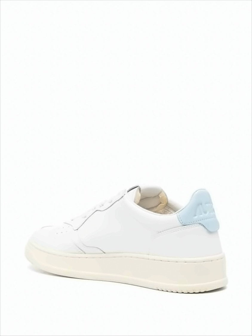 Low-Top Leather Sneakers with Perforated Toe Box