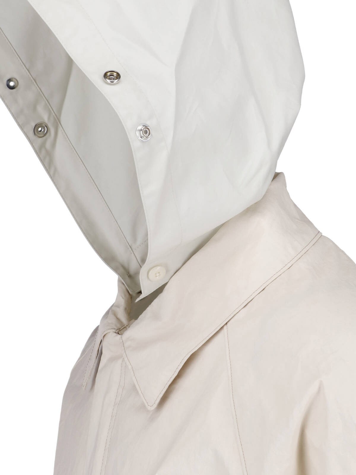 White Technical Linen Hooded Waterproof Jacket