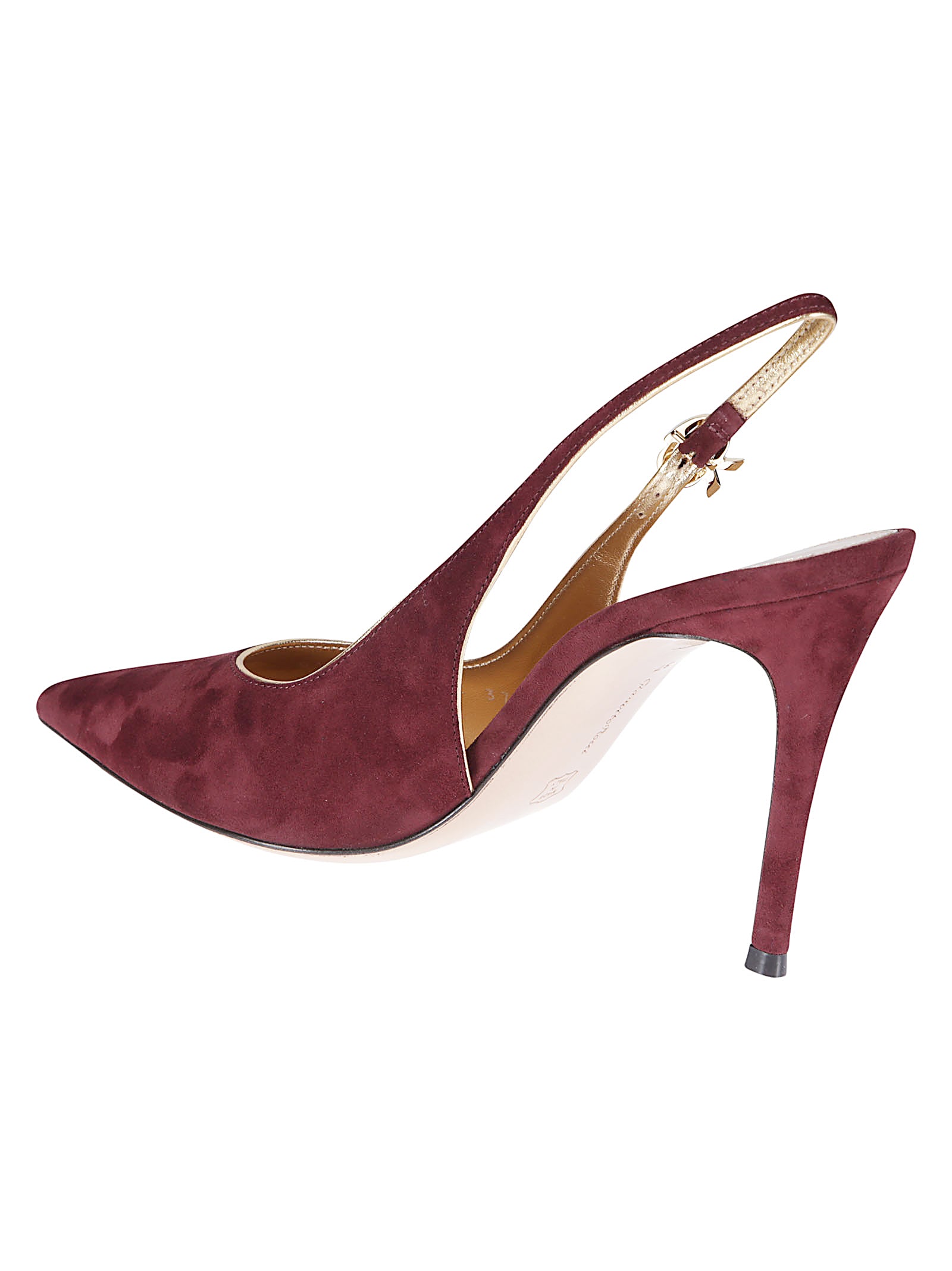 Burgundy Suede Slingback Pump With Nappa Leather Lining