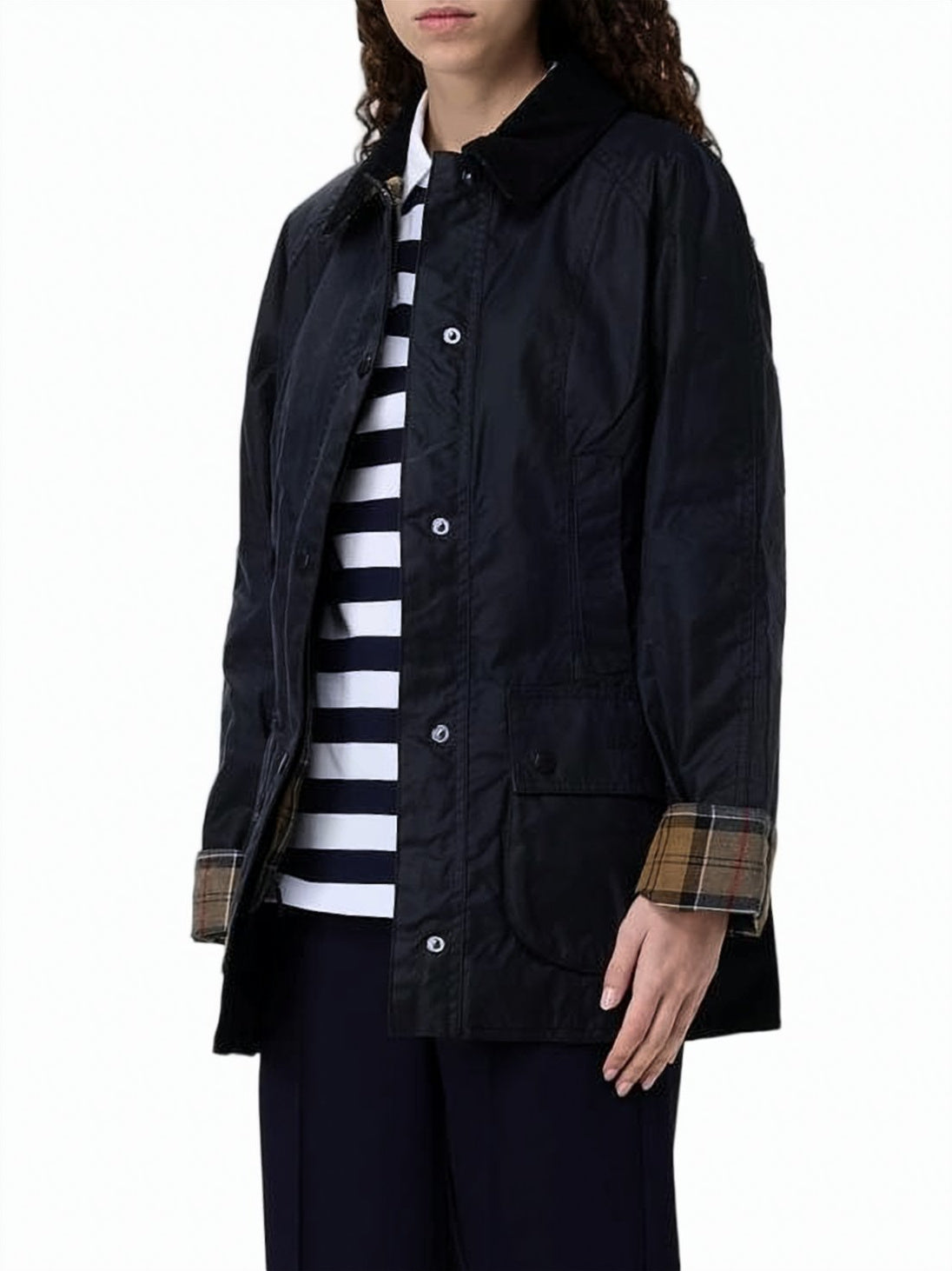 Matte Finish Waxed Cotton Jacket with Corduroy Collar