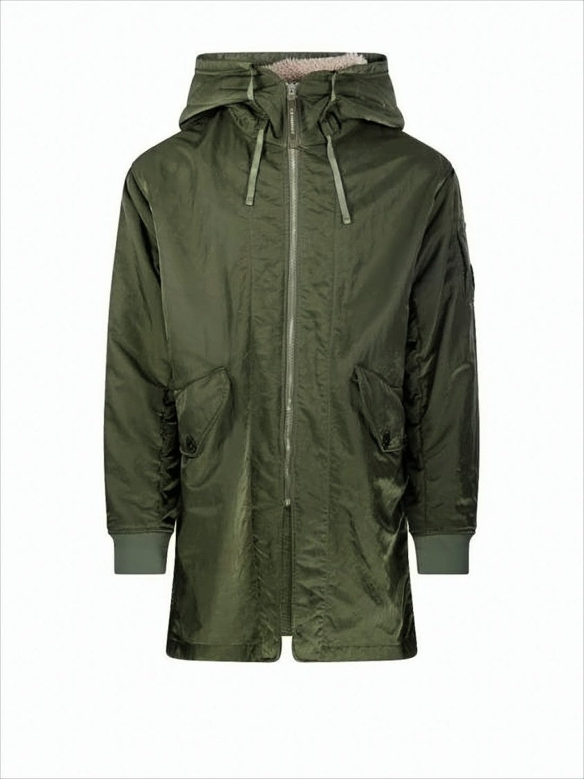 Relaxed-Fit Green Hooded Jacket With Functional Pockets