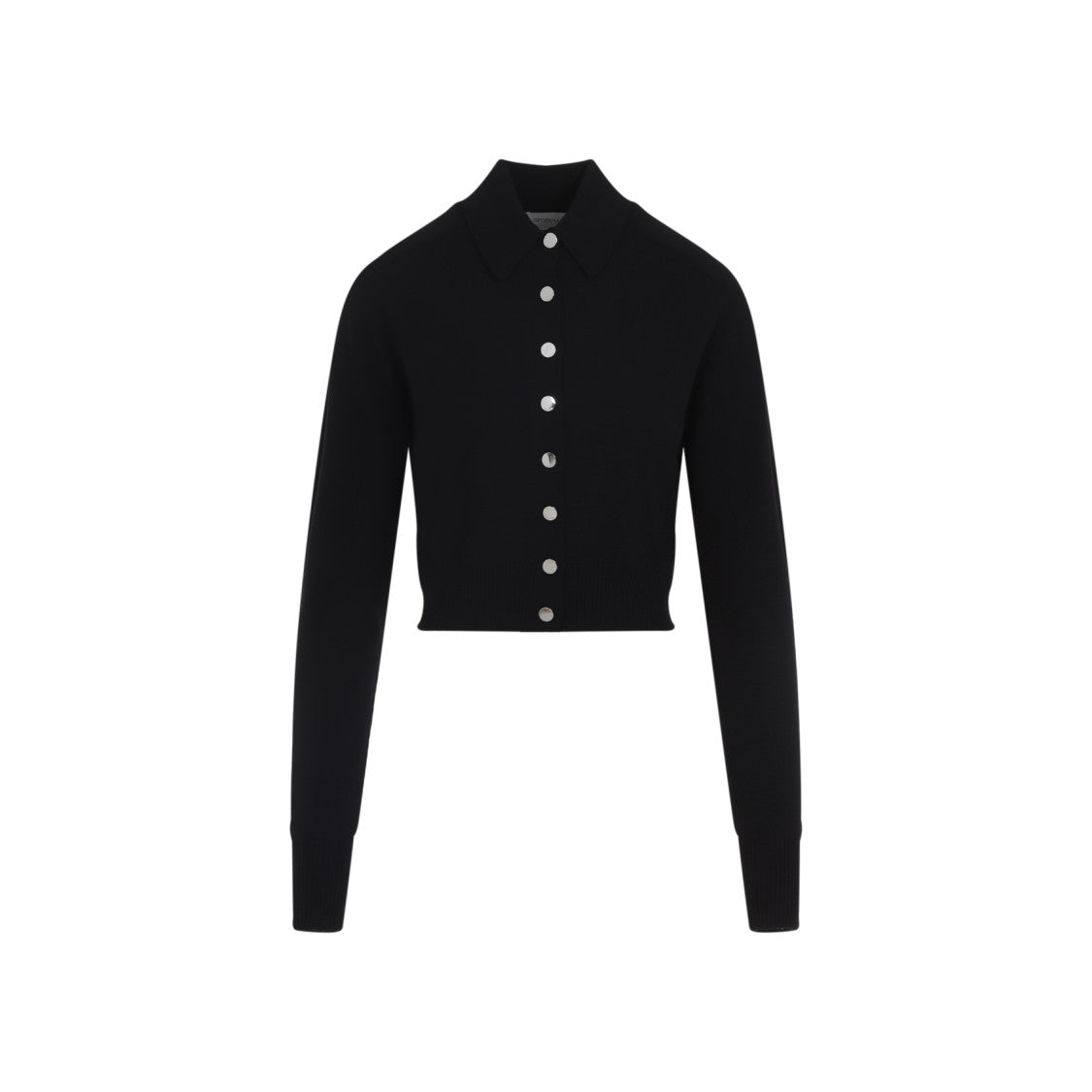 Cropped Virgin Wool Sweater With Classic Collar