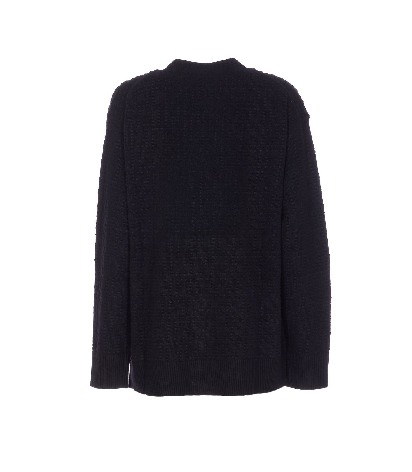 Textured Knit Cardigan with Deep V-Neckline