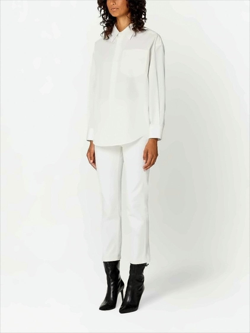 Relaxed-Fit White Cotton Shirt with Curved Hem