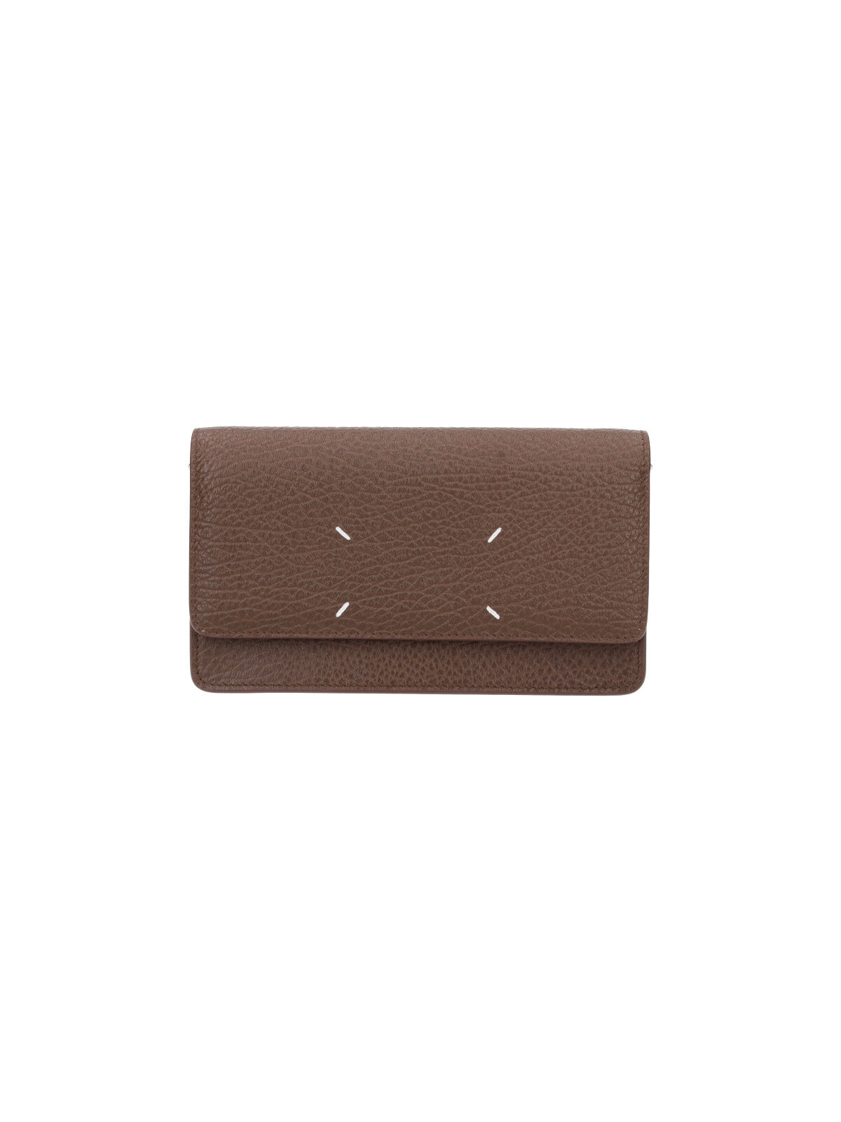 Brown Four Stitches Chain Strap Wallet