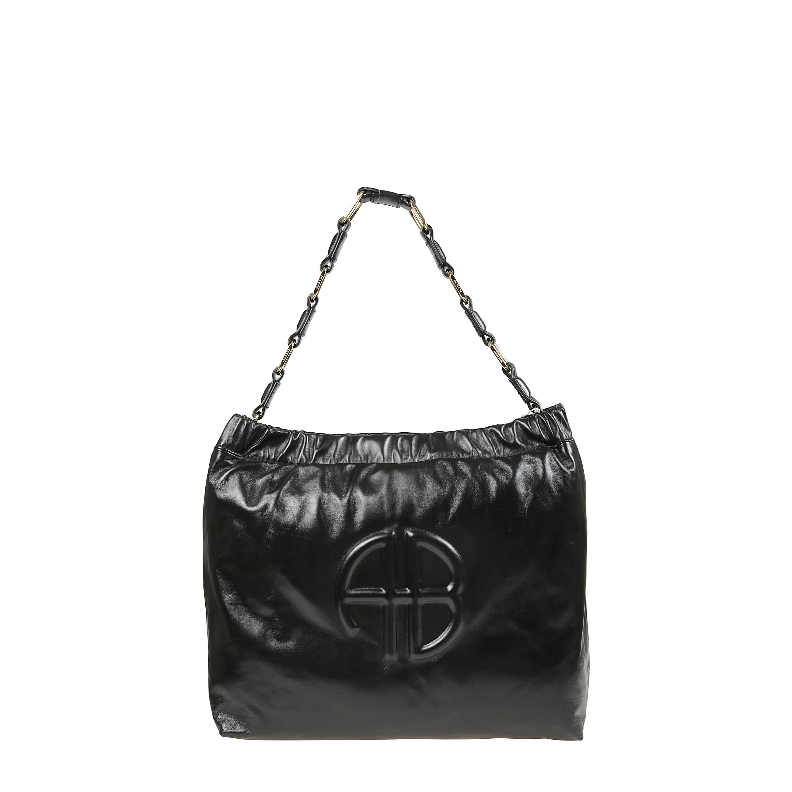 Lambskin Shoulder Bag with Interlaced Gold-tone Hardware