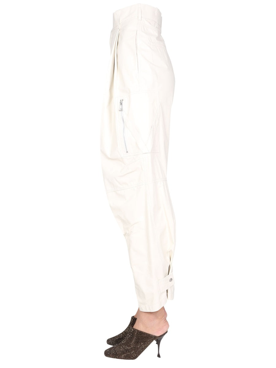 Leather Cargo Pants with Zip Closure