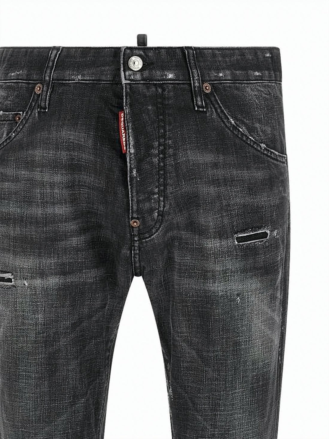 Black Slim Fit Distressed Denim Pants