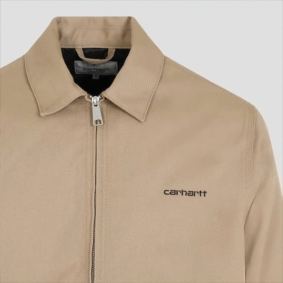 Beige Minimalist Casual Jacket With Embroidered Branding