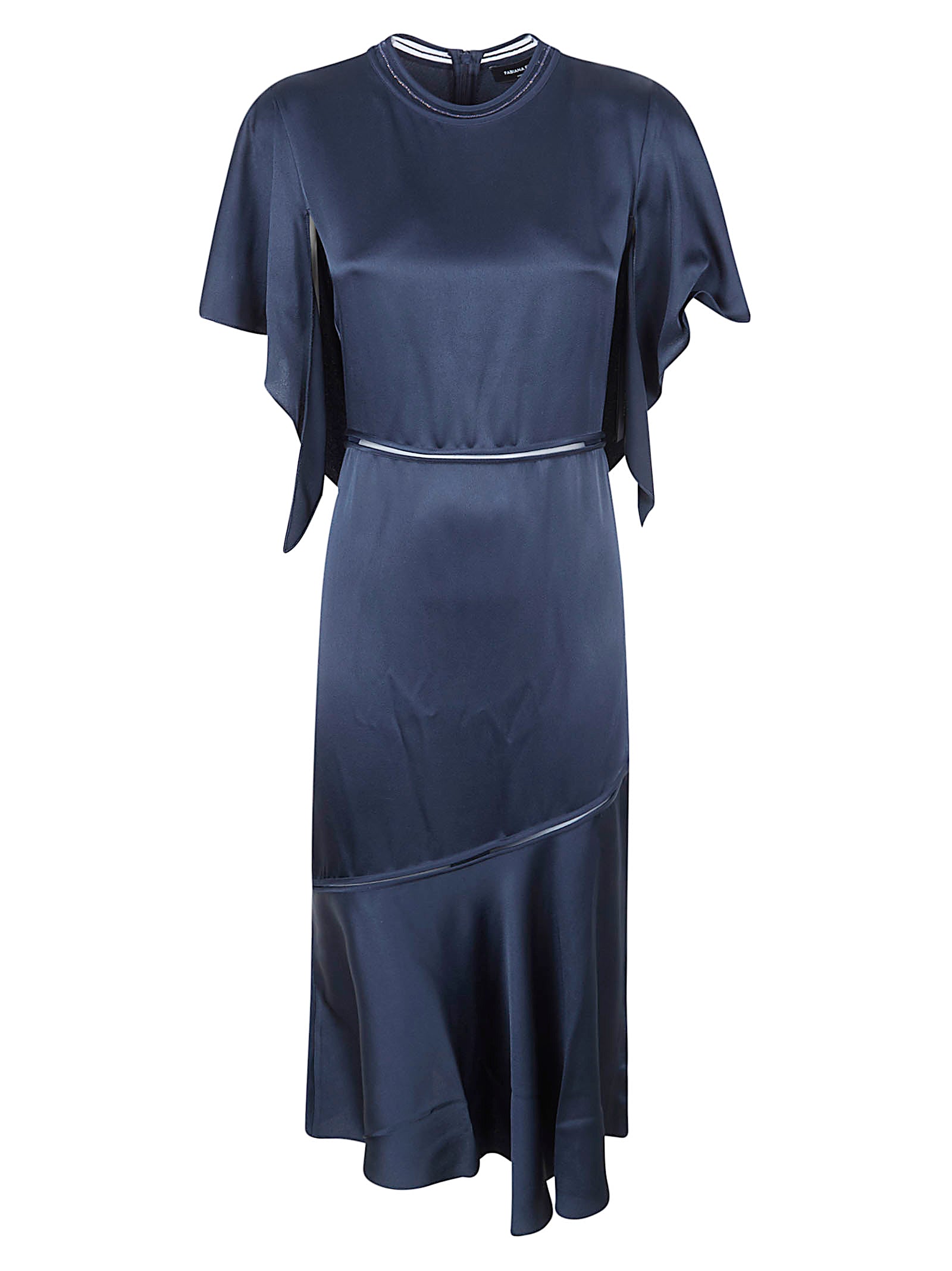 Silk-Effect Midi Dress with Asymmetrical Hem