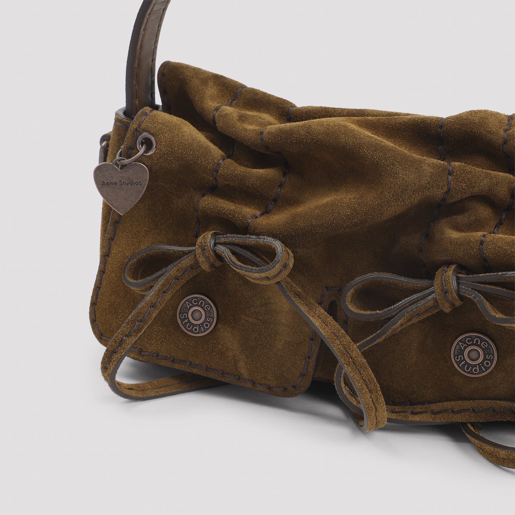 Compact Handbag with Ruched Texture and Dual Pockets