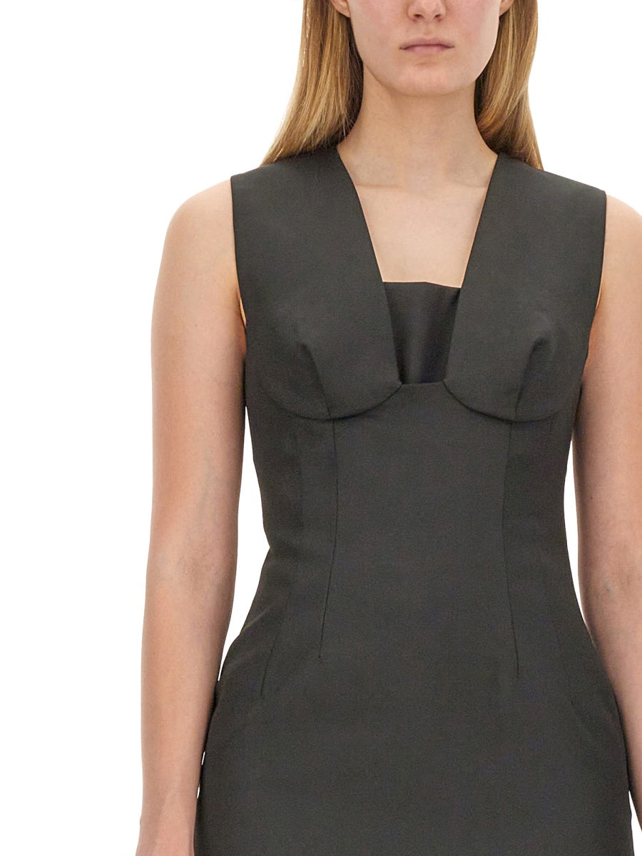 Structured Sleeveless Top With Deep Square Neckline
