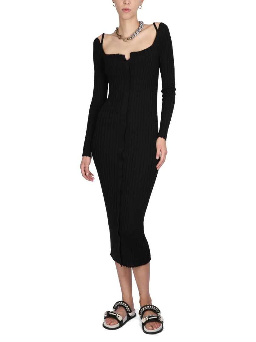 Ribbed Knit Midi Dress
