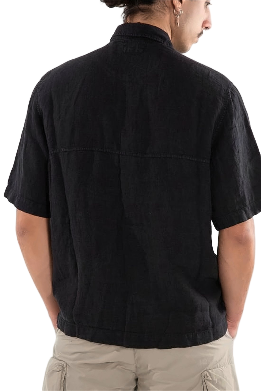Short-Sleeve Linen Shirt with Classic Collar