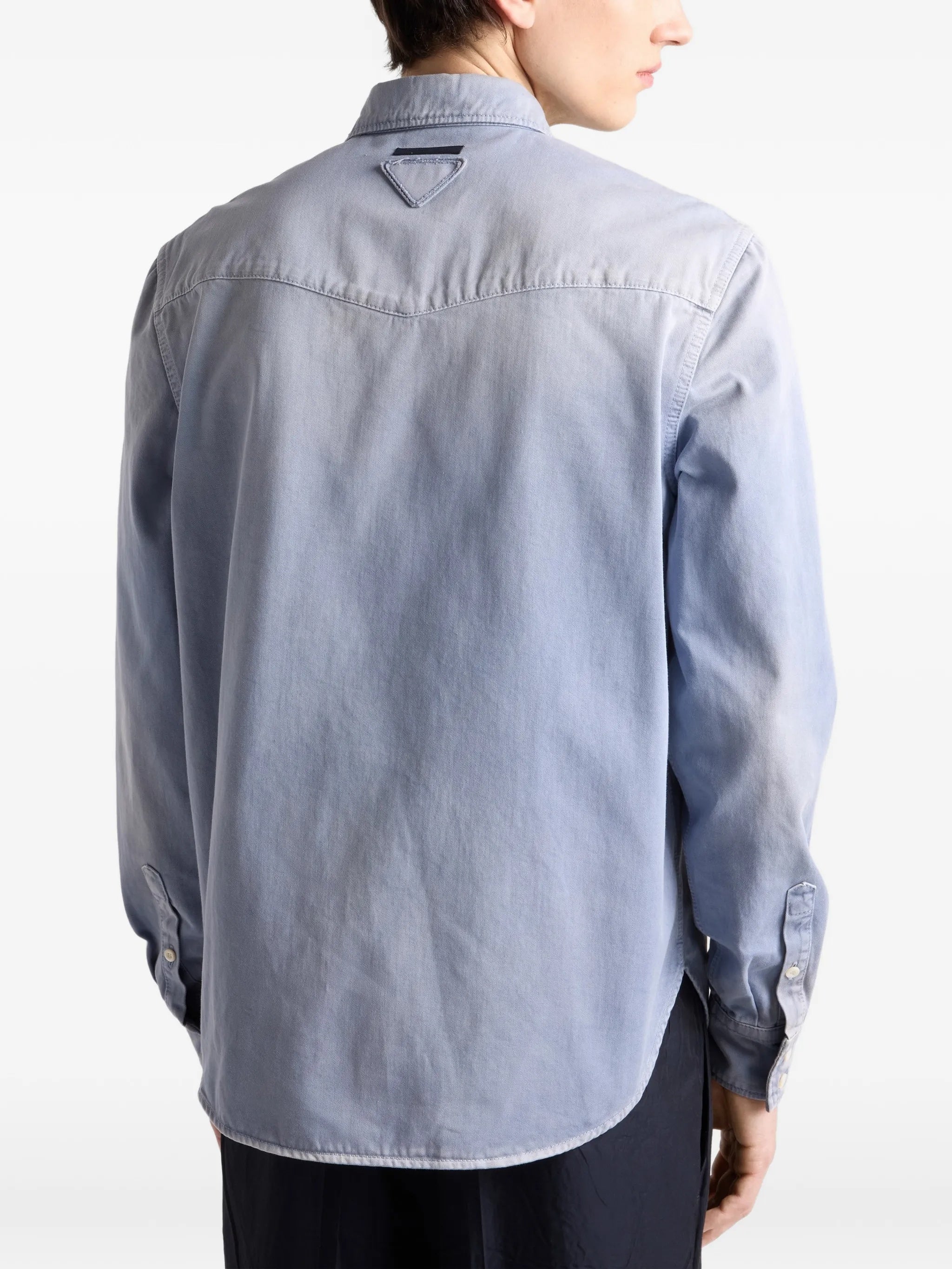 Light Blue Long-Sleeve Fabric Shirt