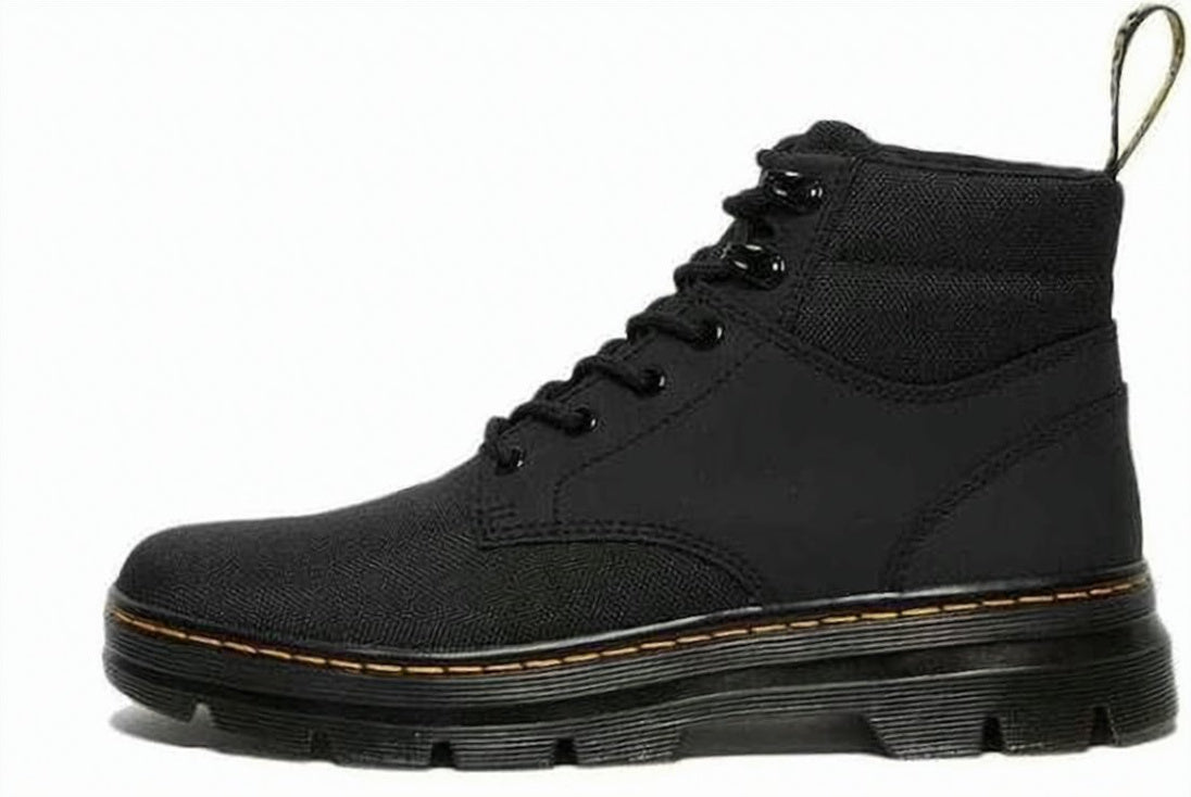 High-Top Black Canvas and Synthetic Leather Boots