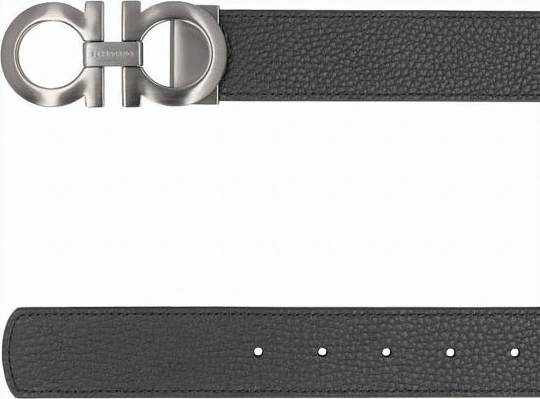 Textured Black Calf Leather Belt