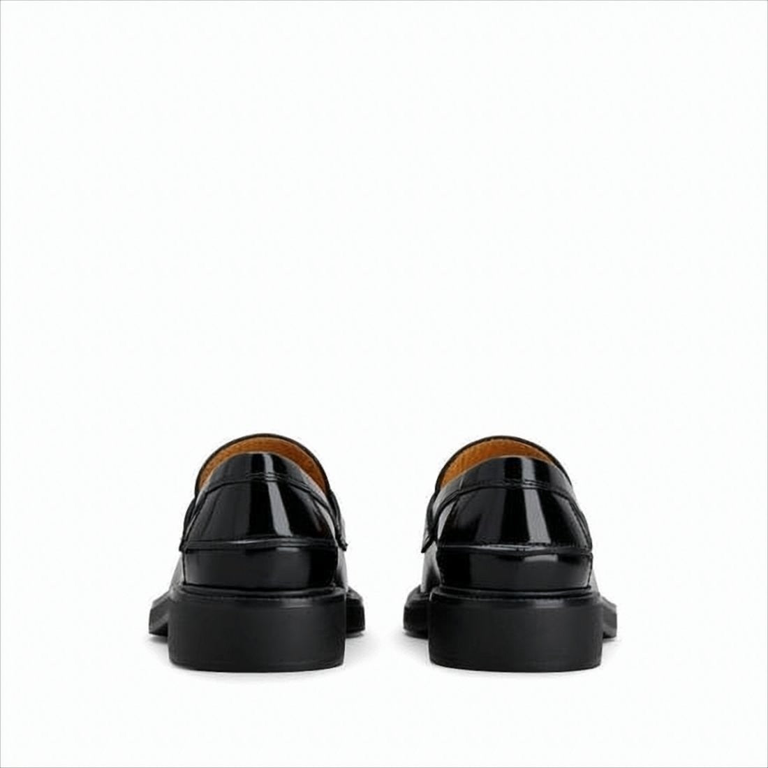 Polished Calf Leather Loafers with Metallic Logo Detail