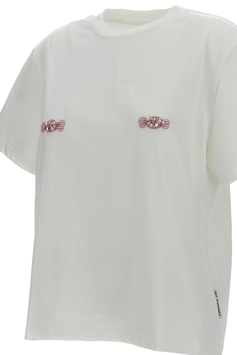 Crystal and Bead-Embellished Boxy White T-Shirt