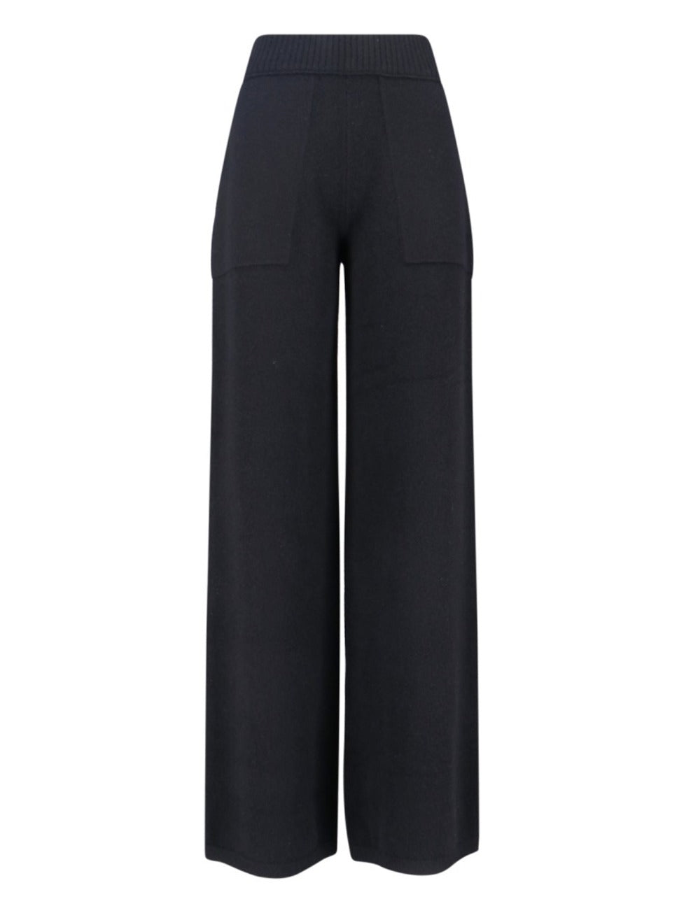 Wide-Leg Trousers With High Ribbed Waistband