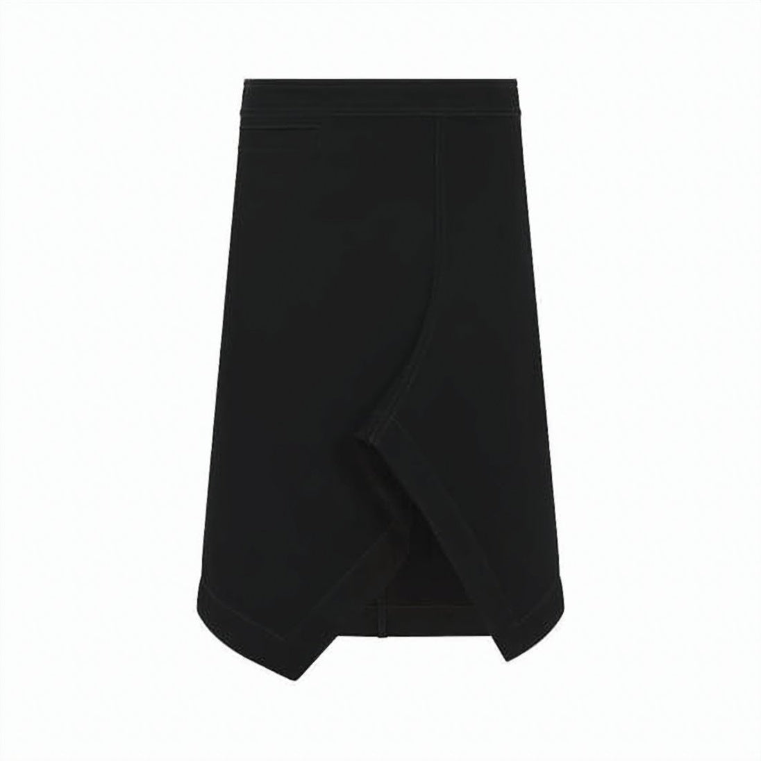 Asymmetrical Hemline Black Denim Skirt With Unique Overlapping Detail