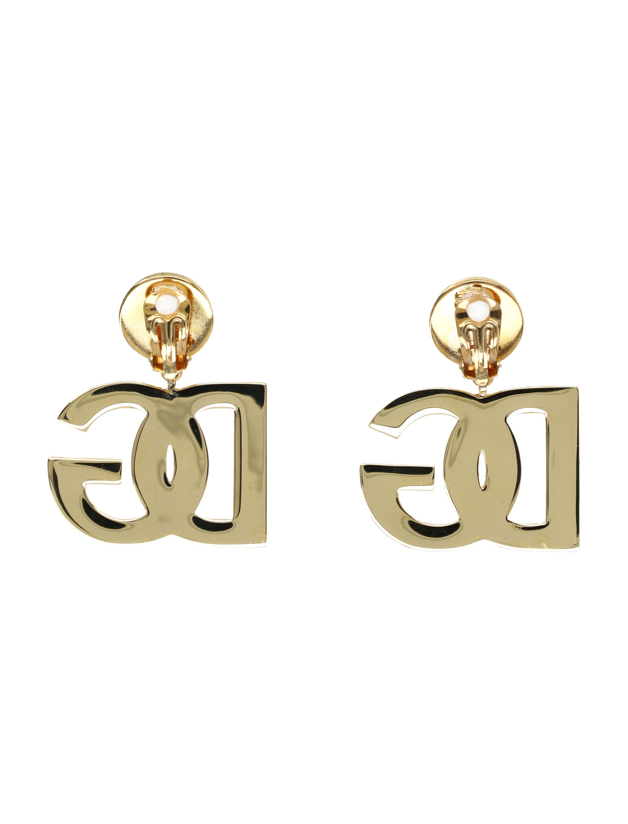 Polished Gold DG Logo Drop Earrings
