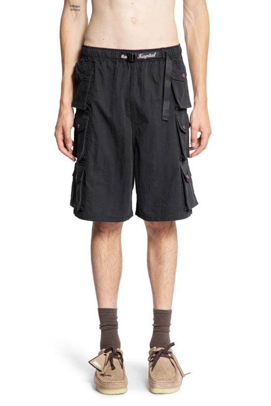 Relaxed Fit Black Shorts with Utilitarian Pockets
