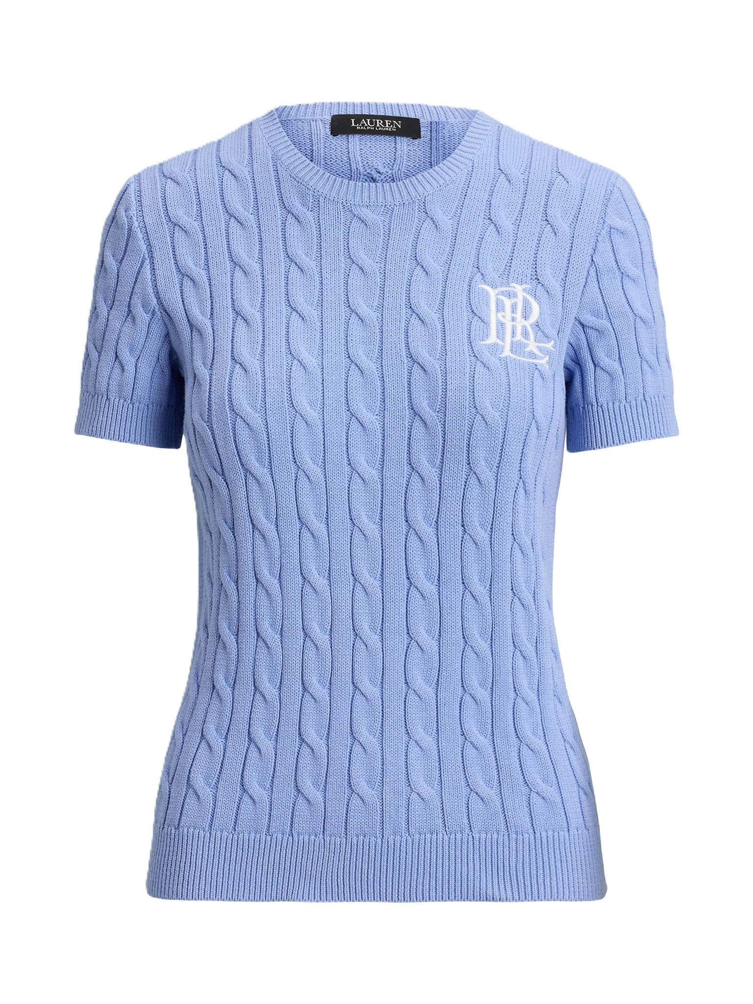 Light Blue Eyelah Linen Pullover Knit Top