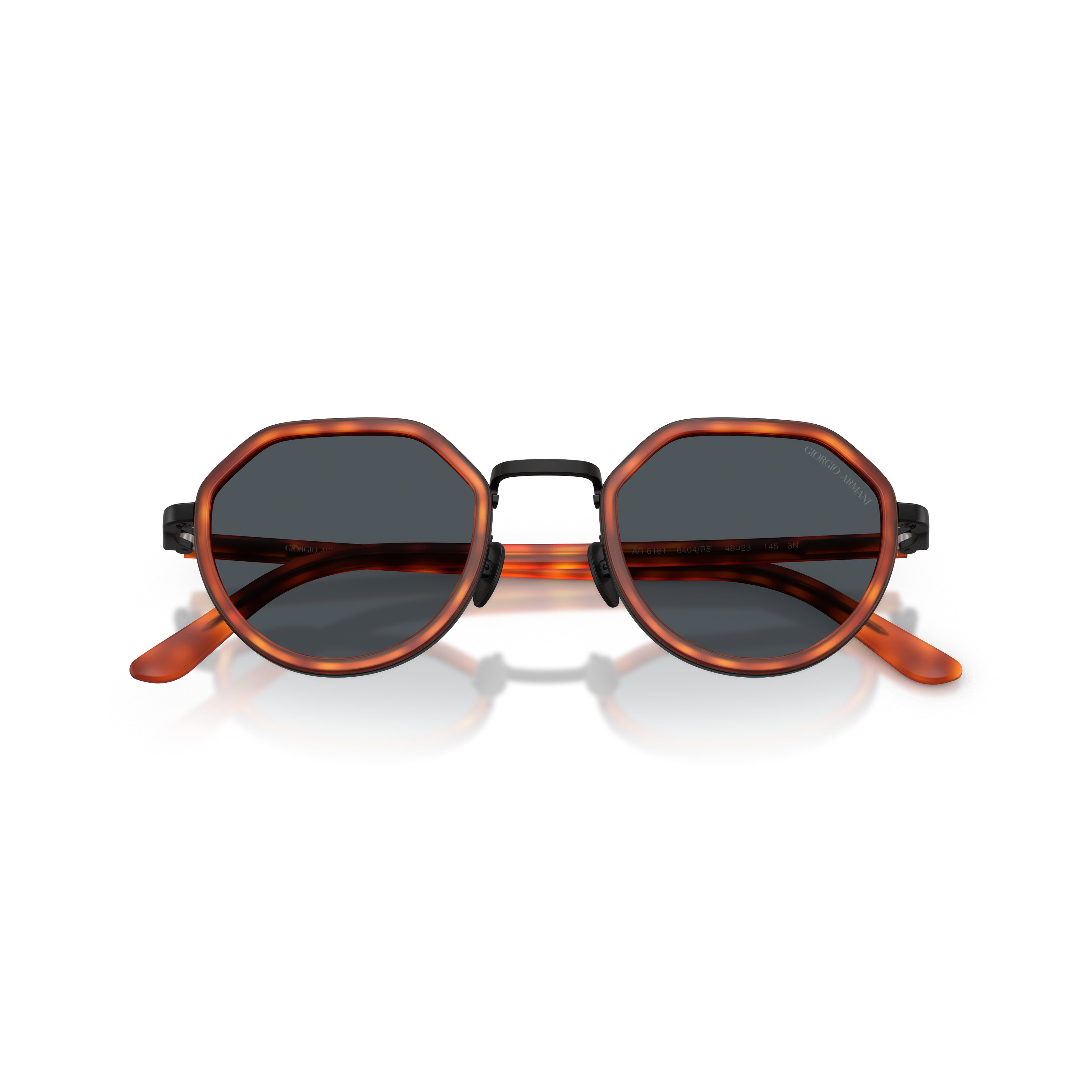 0ar6181 Geometric Tortoiseshell Sunglasses with Metal Accents
