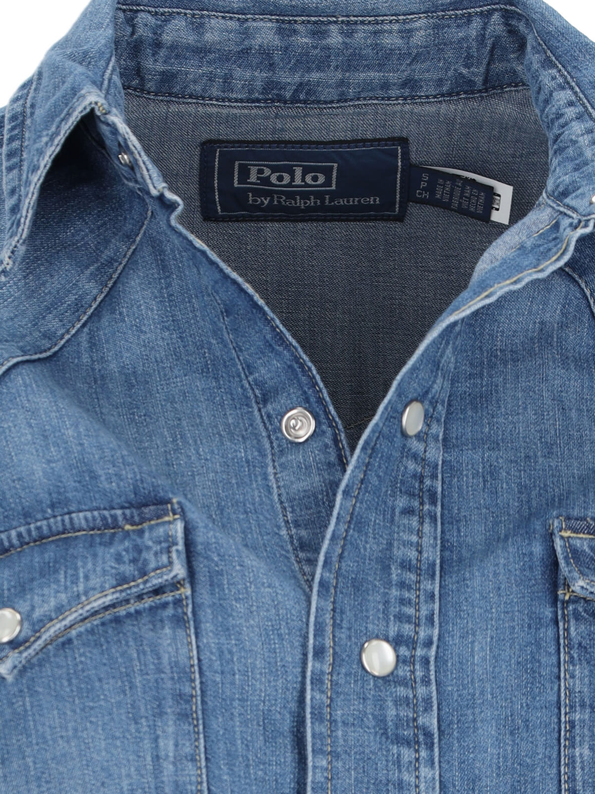 Denim Shirt With Classic Collar And Vintage Wash