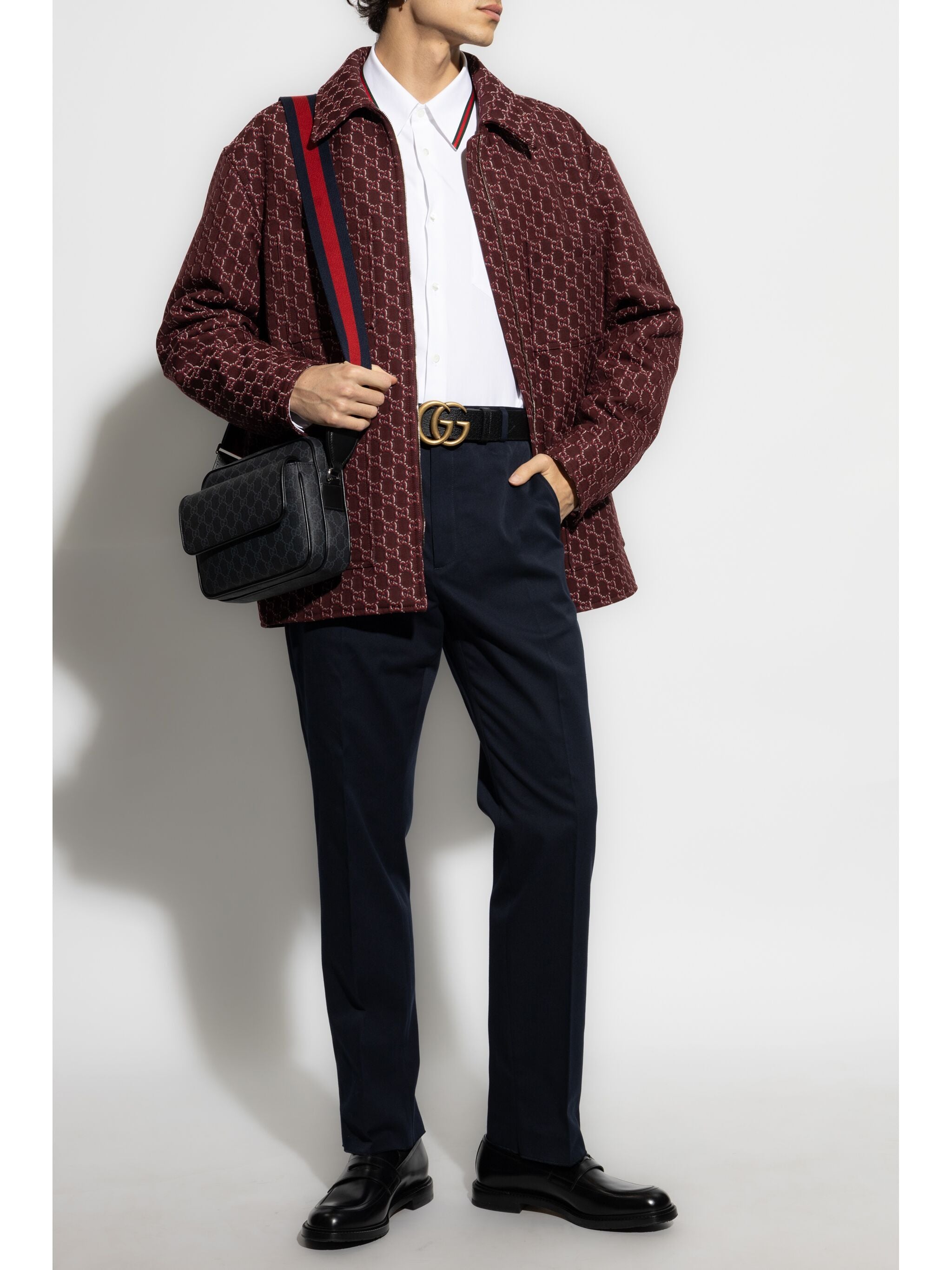 Blue Tailored Cotton Gabardine Web Trousers