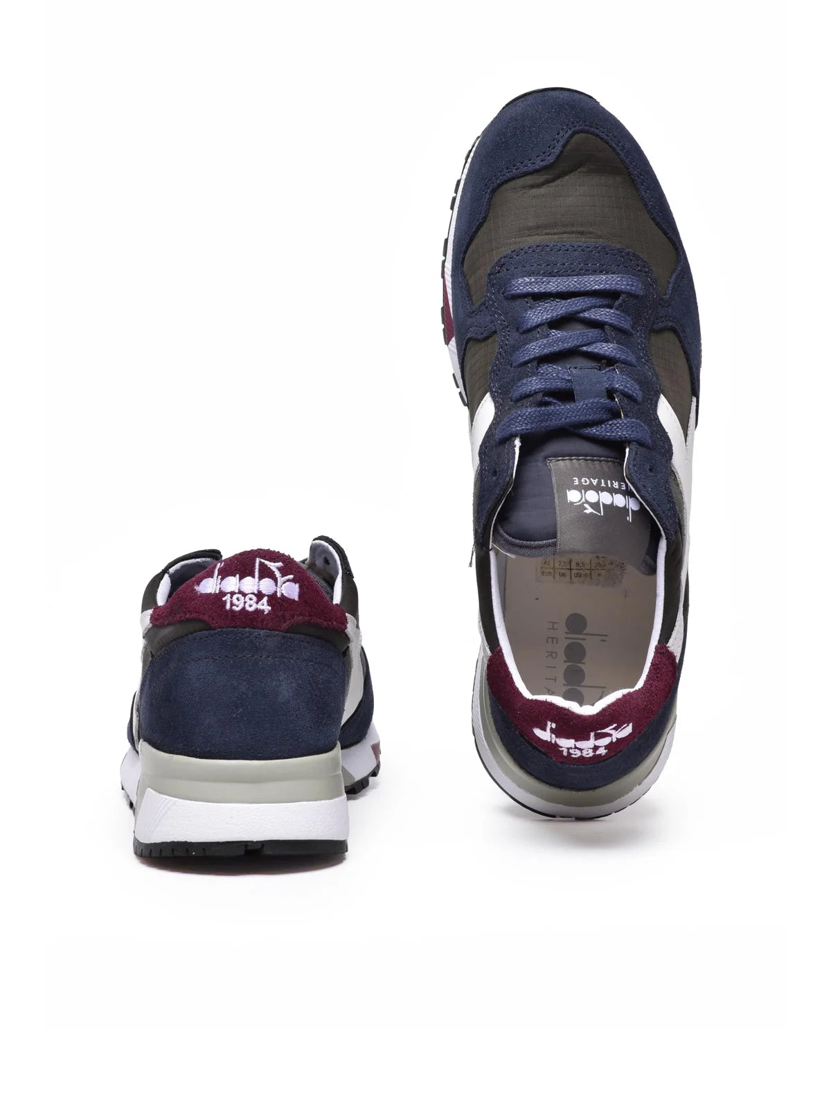 Blue Black Polyester Leather Trident Sneakers