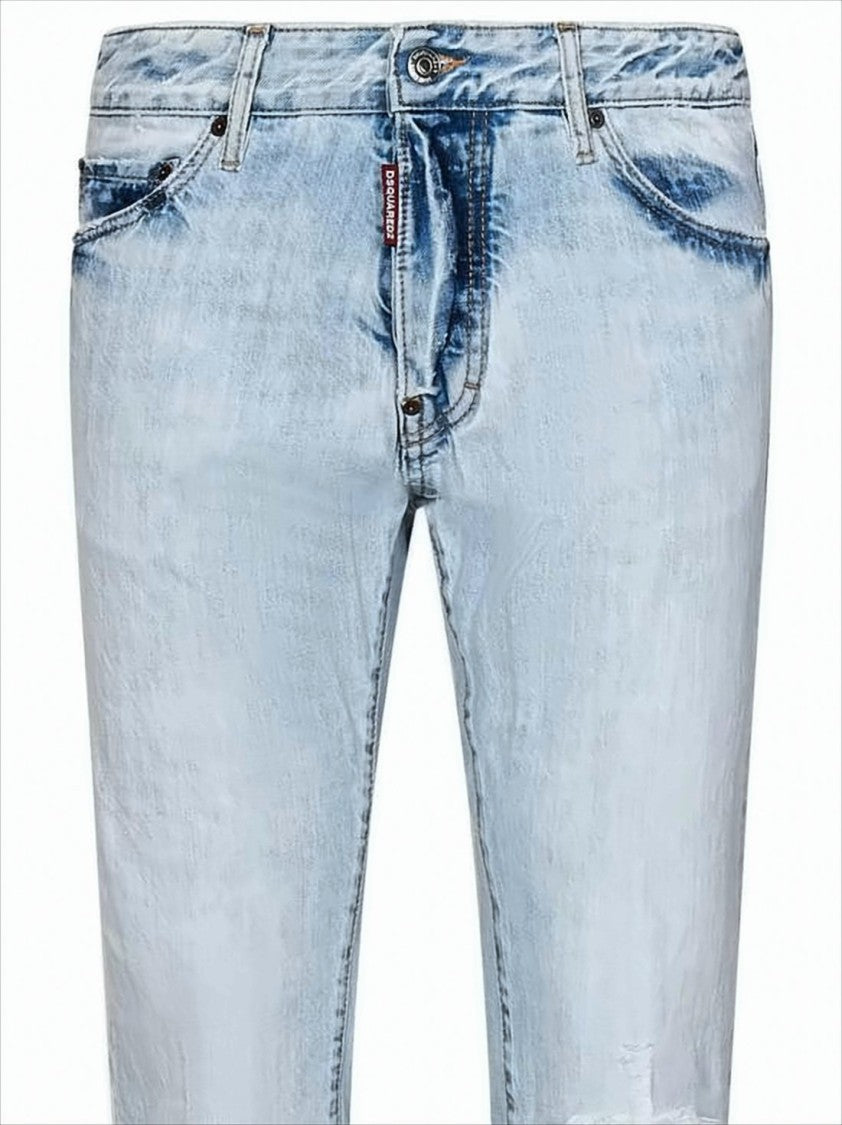 Light Wash Distressed Slim Fit Denim Pants