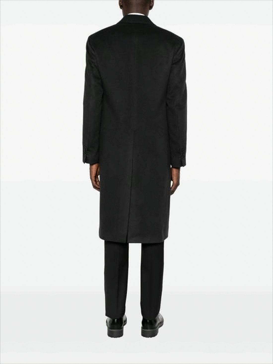 Double-Breasted Black Cashmere Blend Coat