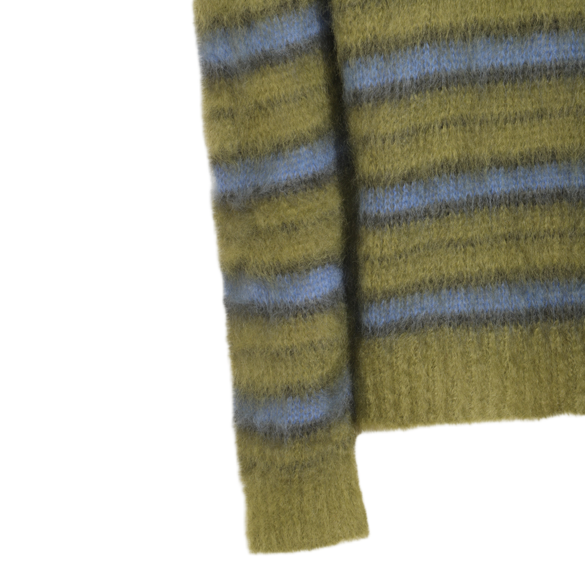 Fuzzy Texture Sweater with Horizontal Stripes
