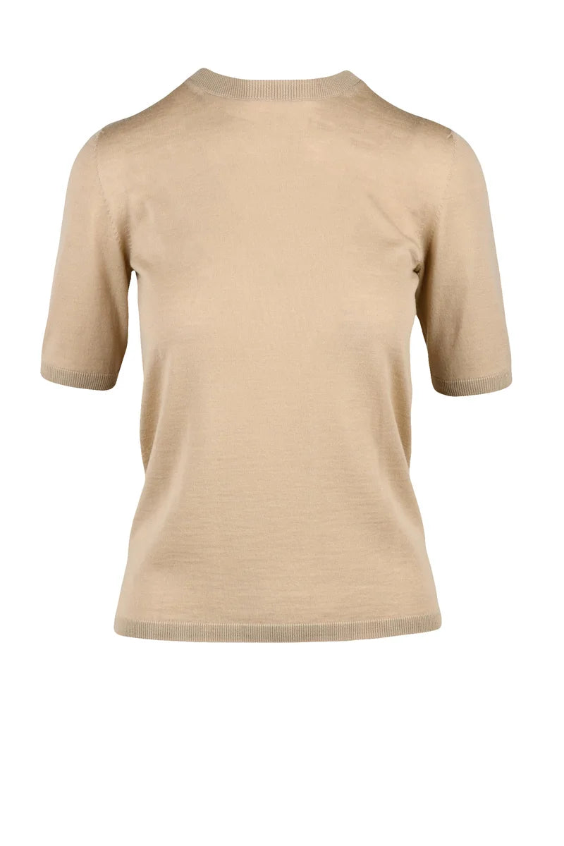 Virgin Wool T-shirt Knit - Brown