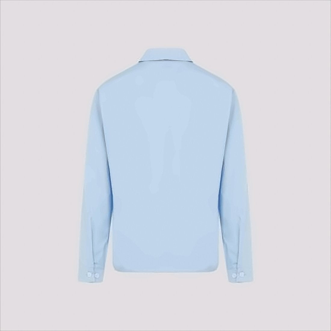 Light Blue Minimalistic Cotton Jacket with Zipper Closure