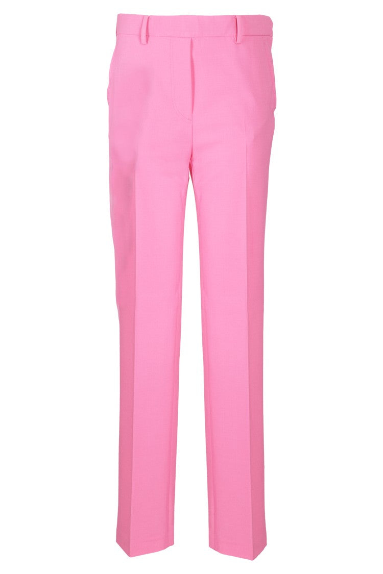Straight-Cut Pink Nylon Trousers