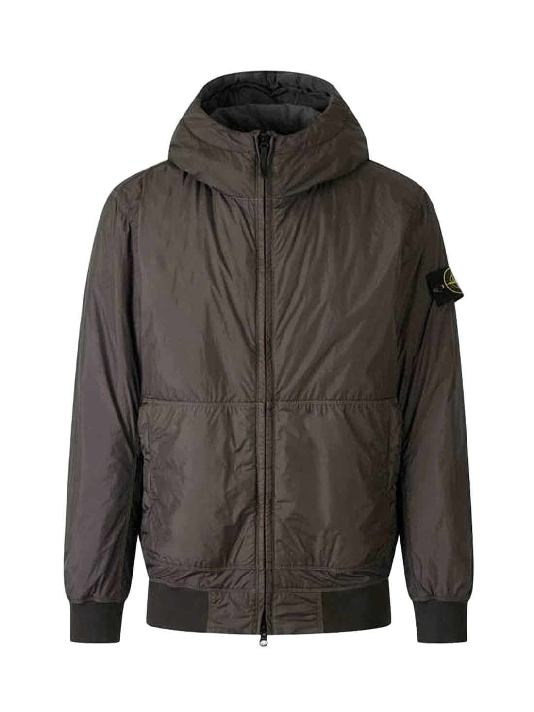 Brown Insulated Hooded Jacket with Distinctive Patch