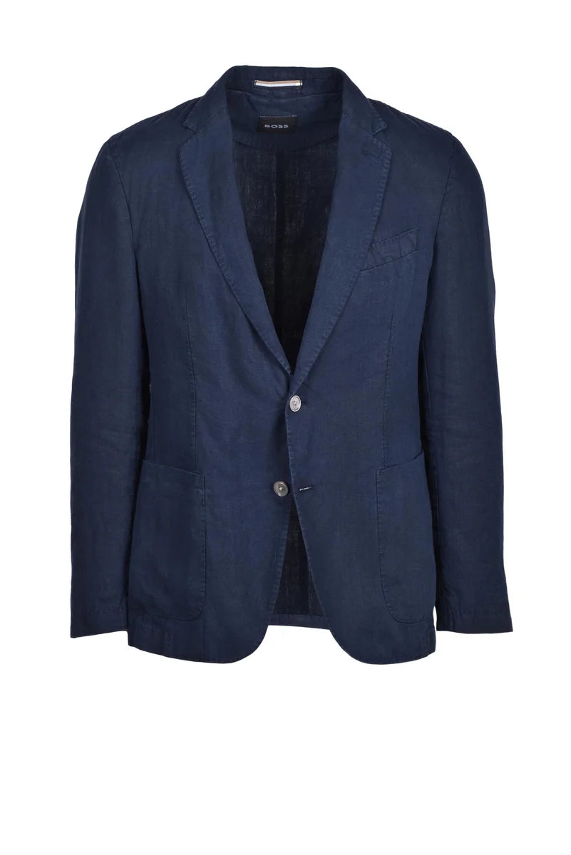 Unlined Linen Blazer - Blue