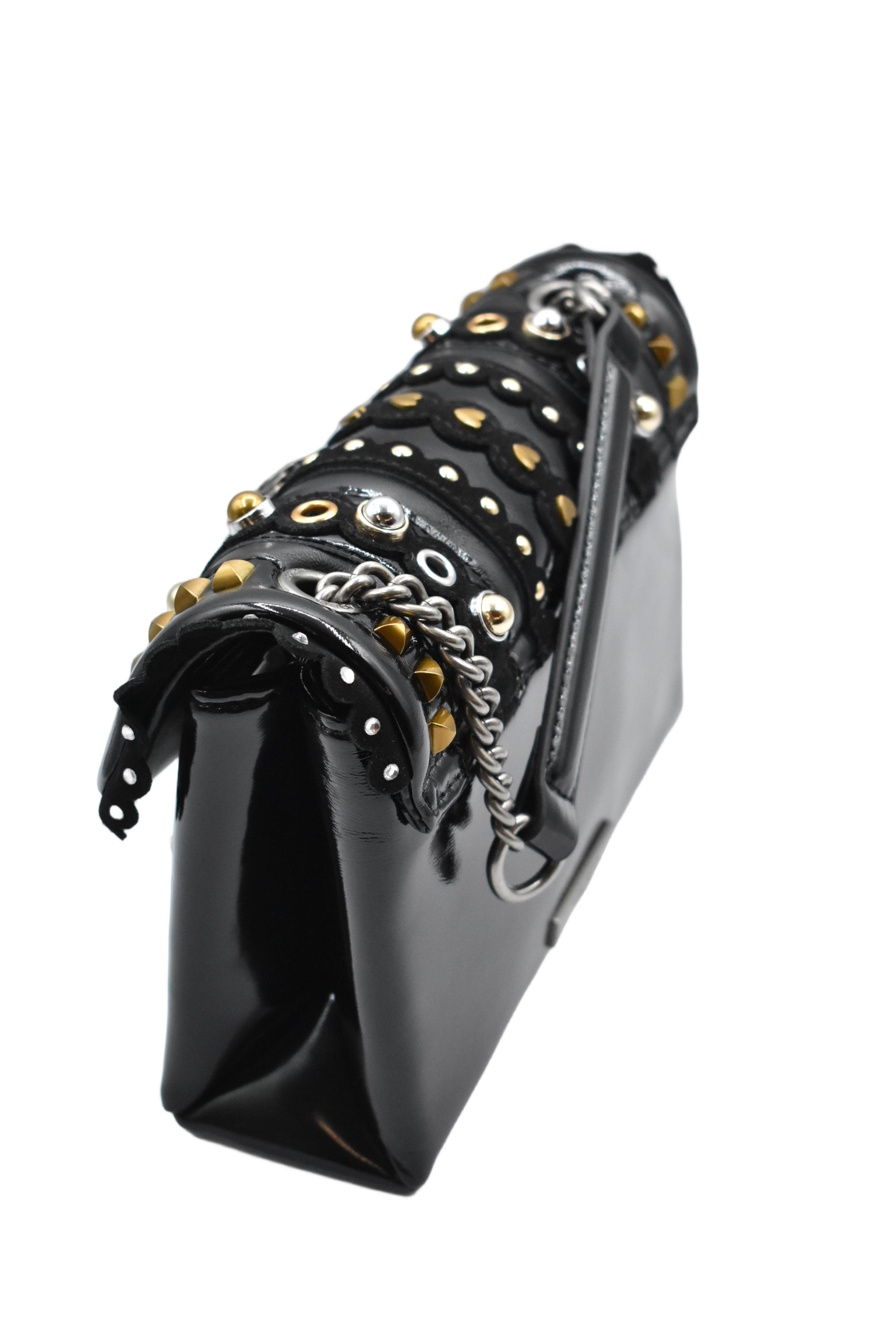 Statement Black Handbag With Edgy Gold