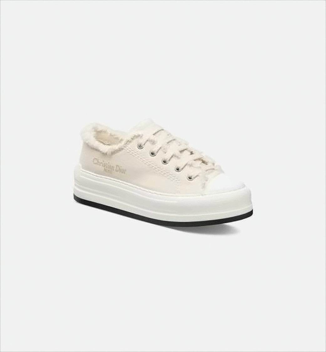 Low-Top Sneakers with Frayed Detail and Reinforced Toe Cap