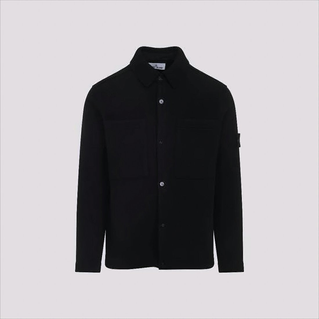 Classic Black Wool Jacket with Shirt-Style Design