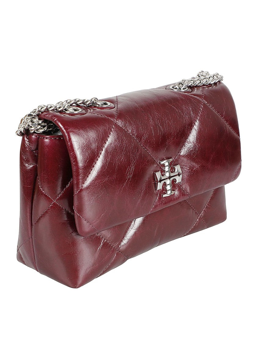 Burgundy Quilted Handbag With Magnetic Closure