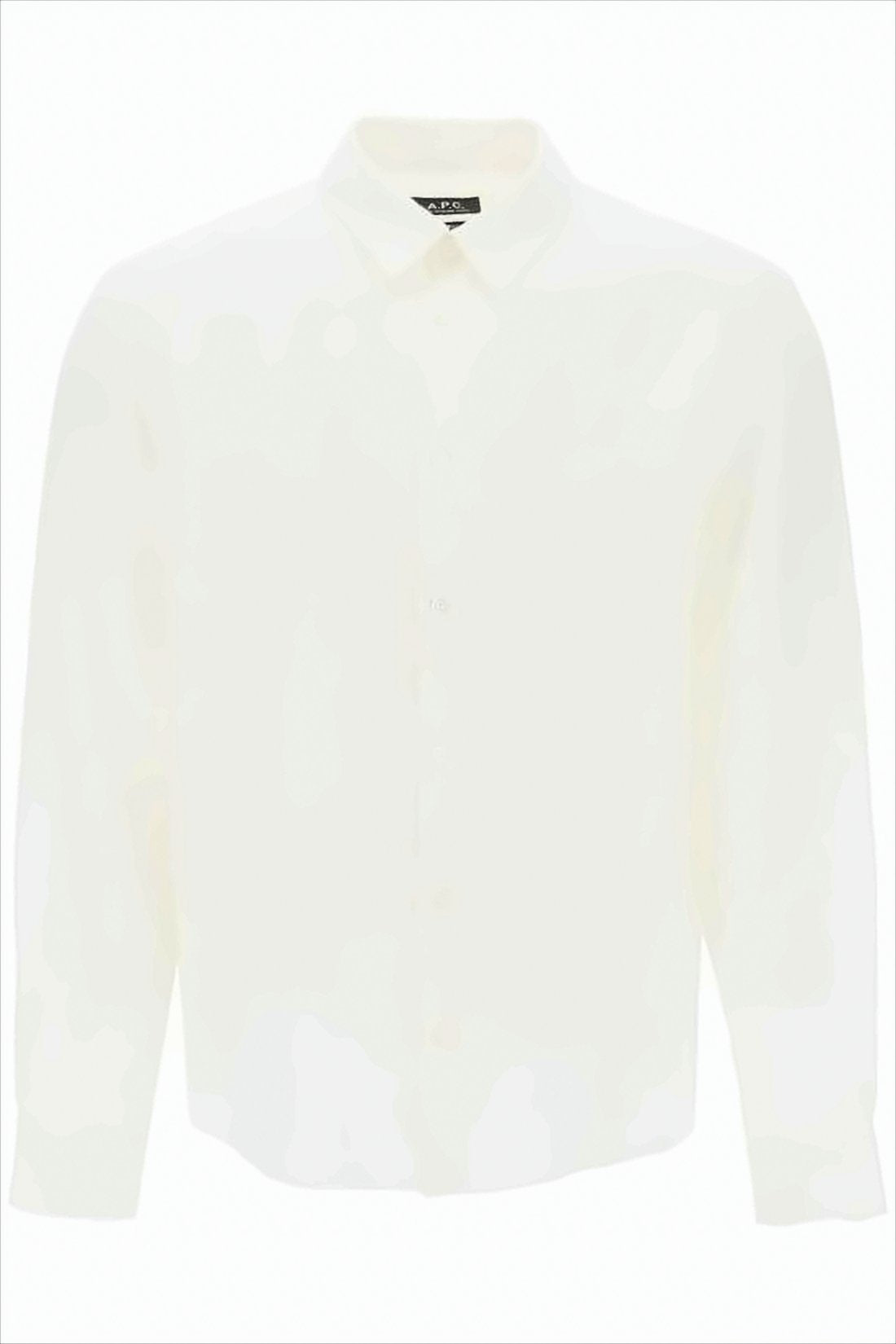 Classic White Long-Sleeve Linen Shirt with Buttoned Cuffs